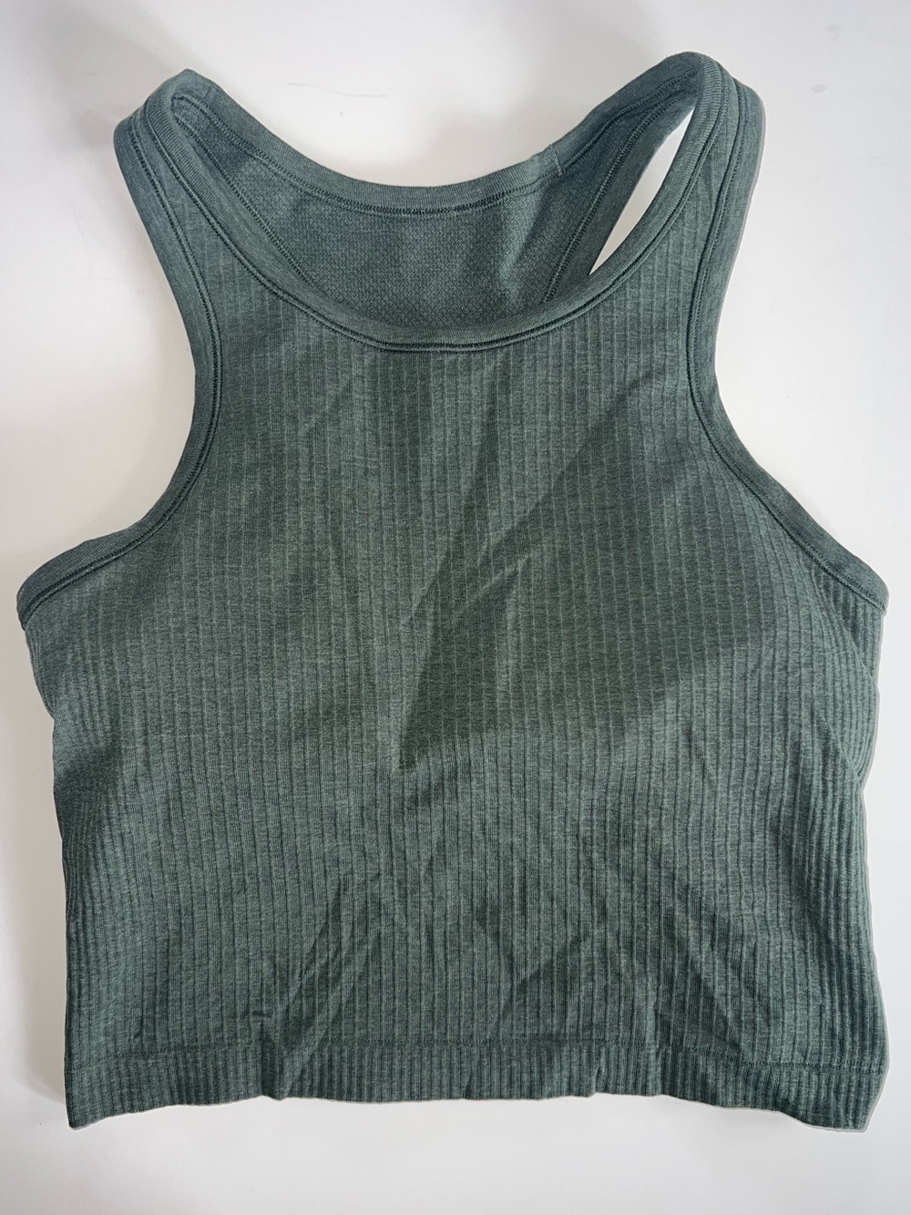 Lululemon Ribbed Racerback Padded Crop Tank Top Olive Green Size Medium